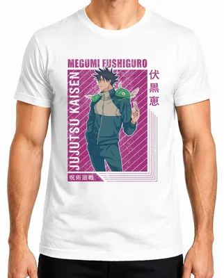 Zdjęcie produktu dla Megumi Fushiguro Jujutsu Kaisen Shikigami Anime Gift Retro Koszulka Męska, Biały, XXL