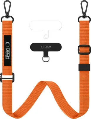 Obrázek produktu pro Šňůrka na mobilní telefon na zápěstí/paži, Tech-Protect C6S Rope Wrist Strap, černo-oranžová
