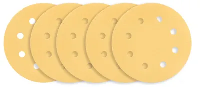 Image de Papier abrasif à velcro, 180 mm, K180, 5 pièces, avec 8 trous pour ponceuse 59G263