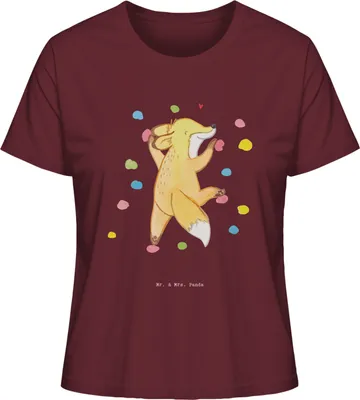 Produktbild von Mr. & Mrs. Panda Oberteil Damen Fuchs Bouldern Größe L - Burgundy - Geschenk, Kletterhalle, Rundhals T-Shirt, Boulderhalle, Kurzarmshirt, Shirt, Klettern, Basic