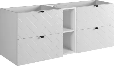 Produktbild von Badezimmerschrank, Weiß mit schwarzer Griff, 140 x 57 x 46 cm