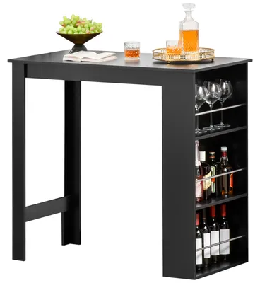 Produktbild von HOMCOM Bartisch Esstisch Küchentisch mit 3 Ablageflächen Bistrotisch Schwarz