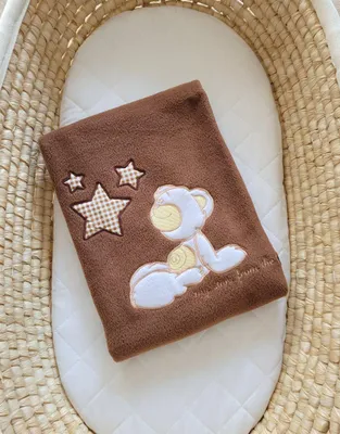 Produktbild von Babydecke aus Polarfleece – Wickeltuch – superweich und warm für Neugeborene, 70x100 cm, braun