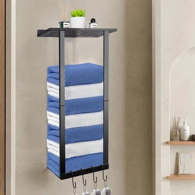 Produktbild von Handdoekhalter mit Ablage für Bad und Küche 4 Haken