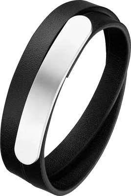 Produktbild von Karisma Männer Schwarzes Lederarmband Edelstahl Platte Ideal zum Eingravieren Länge Verstellbar - Schwarz