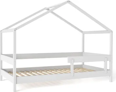 Produktbild von FURNLUX Hausbett Hytte Weiss 80x160cm / Hauptfarbe: Weiß / Abmessungen: 89 x 135 x 169 cm