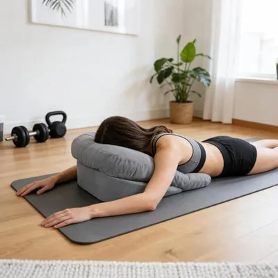 Produktbild von Gesichts-Schlafkissen mit konturierter Gesichtsstütze, viskoelastischem Schaumstoff und Druckentlastung, tragbar für Bett, Sofa, Zuhause und Liegesessel