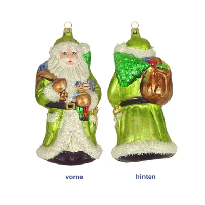 Obrázek produktu pro Vánoční ozdoba na stromeček, cetka - Velký Otec Vánoc se stromečkem a pytlem 17 cm