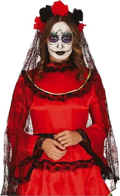 Produktbild von Diá de los Muertos Schleier mit Rosen