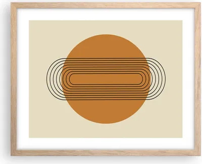 Produktbild von Gerahmtes Poster - Rahmen in heller Eiche - Stück Geometrisch Orange - 50x40 cm - Wand Bild - Wanddeko - Wandbilder - Kunstposter - Wandposter - Bilderrahmen - Bilder - Kunstdruck - P2NAA50x40-4877