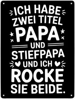 Produktbild von Papa und Stiefpapa Metallschild XXL in 28x38 cm