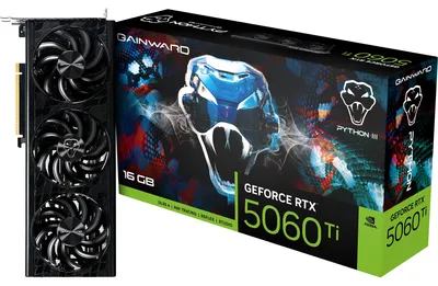 Produktbild von Gainward GeForce RTX 5060 Ti Python III, GeForce RTX 5060 Ti, 16 GB, GDDR7, 128 Bit, 7680 x 4320 Pixel, PCI Express 5.0