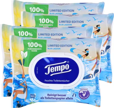Produktbild von Tempo Feuchte Toilettentücher Blue Lagoon 42 Tücher (4er Pack)