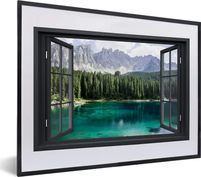 Produktbild von MuchoWow® MuchoWow® Gerahmtes Poster Aussicht - Baum - Berge 40x30 cm - Poster mit zchwarzem Bilderrahmen - Bilderrahmen - Poster im Rahmen