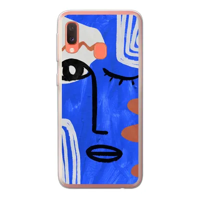 Produktbild von MuchoWow® Handyhülle Schutzhülle Hülle für Samsung Galaxy A20e Gesicht - Blau - Abstrakt Silikon Softcase Handy Hülle - Abdeckung