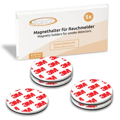 Immagine prodotto di Supporti magnetici per sensori di fumo, confezione da 5 pezzi, adesivi per un montaggio rapido senza necessità di foratura
