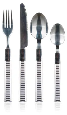 Produktbild von BANKETT-Set Edelstahlbesteck mit Kunststoffgriffen LINES, 24 St.