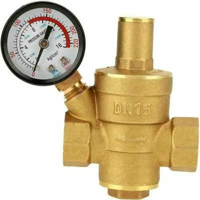 Obrázek produktu pro Regulátor tlaku vody DN15 Regulátor tlaku vody, nastavitelný v laitonu s manometrem pro domácí použití (1 kus)