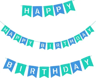 Produktbild von Oblique Unique Happy Birthday Girlande Banner aus Filz Geburtstag Party - blau türkis