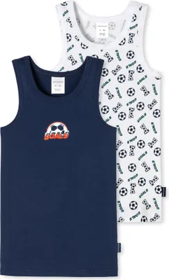 Immagine prodotto di Gilet SCHIESSER bambino 2-pack - camicia senza maniche, cotone elasticizzato, 98-140 blu/bianco - calcio 104 (3 anni)