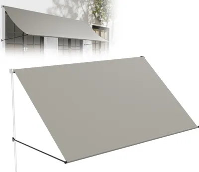 Produktbild von XMTECH Fallarmmarkise 235 x 145 cm Balkonmarkise Sonnenschutz mit UV-Schutz & wetterfest Polyester, Wandmontage für Balkon Fenster Terrasse, inkl. Montagematerial, Grau