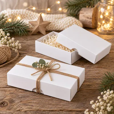 Imagen del producto de Caja plegable de 10 x 14 x 2,5 cm, blanca, con tapa, de cartón reciclado - Lote de 10 unidades