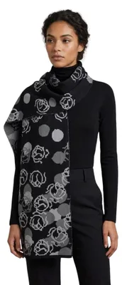 Imagen del producto de Bufanda de lana para mujer Braccialini, ideal para climas fríos, con logo y motivos florales, de 184x27 cm