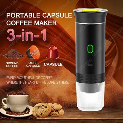 Image de Machine à expresso portable - 3-en-1 - Électrique - 20 bars - 60 ml - Noir