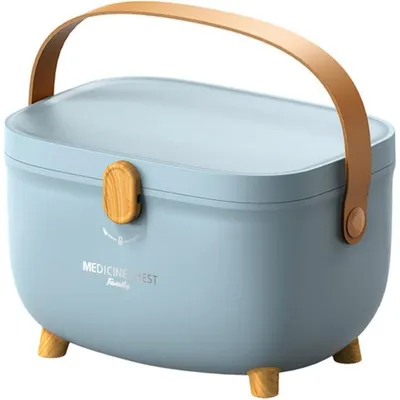 Immagine prodotto di Contenitore medico, kit di pronto soccorso, contenitore portatile, colore blu, grande capacità, con maniglia