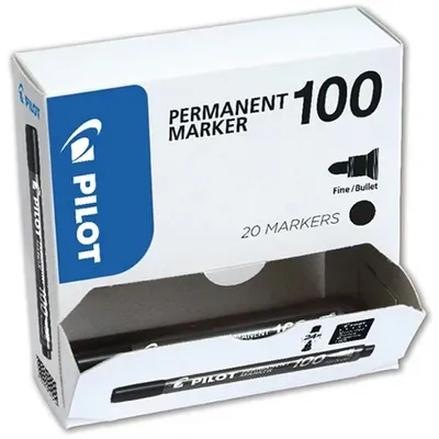 Image de Pilot 100 marqueur indélébile Pointe ogive Noir 20 pièce(s)
