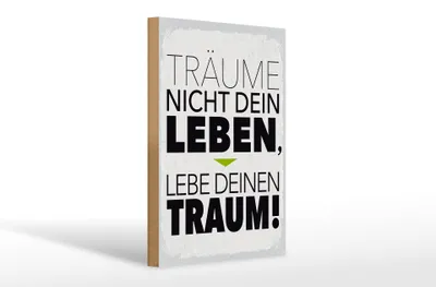 Produktbild von Holzschild  Leben lebe deinen Traum, 30x20 cm, Holzschilder Spruch Glück Weisheit