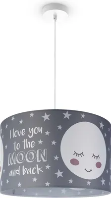 Produktbild von Kinderlampe Deckenlampe LED Pendelleuchte Kinderzimmer Lampe Mond-Motiv, E27 Leuchten Farbe / Größe Grau (Ø45.5cm)