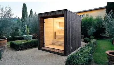 Produktbild von Saunahaus Weka Luua Cube inkl. 9 kW Ofen und integrierter Steuerung mit Ganzglastüre aus Klarglas Kein Montageaufwand