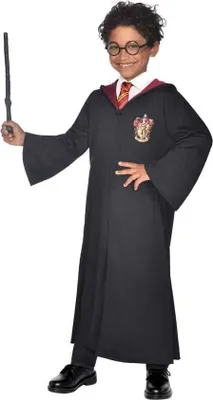 A young boy dressed as Harry Potter, holding a wand.