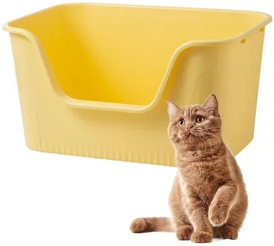 Obrázok produktu pre Veľká otvorená prepravka pre mačky, 55 x 40 x 26 cm, žltá, ľahko sa čistí