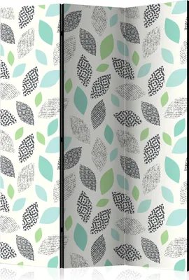 Produktbild von 3-teiliger Einseitiger Vlies Paravent - Patterned Leaves 135x172 cm Blätter f-C-0270-z-b