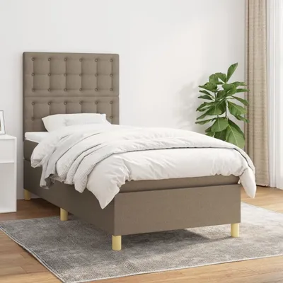 Produktbild von Cloris Designermöbel Boxspringbett mit Matratze Taupe 100x200 cm Stoff 2024 Neu
