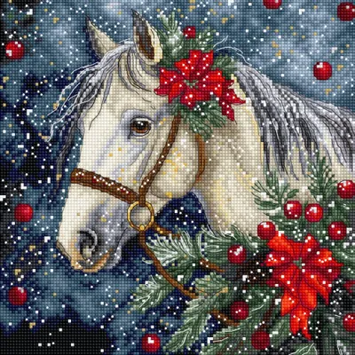 Produktbild von Letistitch Kreuzstich Stickpackung "Winterpferd", Zählmuster, 20x20cm