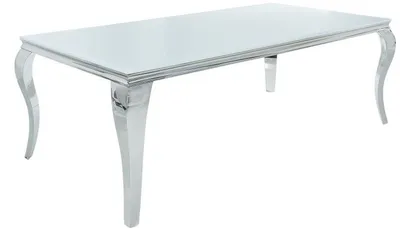 Produktbild von Casa Padrino Designer Esstisch 180 cm Weiss / Silber - Modern Barock