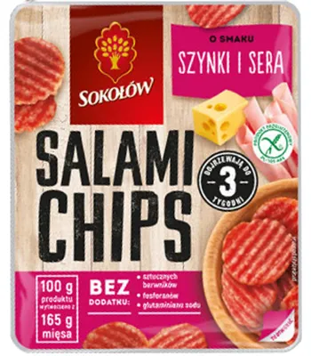 Obrázek produktu pro Salámové chipsy se šunkou a sýrem 60 g Salám z Dębice