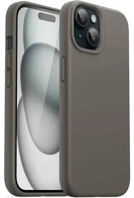 Obrázok produktu pre Silikónový obal pre iPhone 15 (6,1 palca), celoplošný ochranný kryt, nárazuvzdorný, farba: hnedý