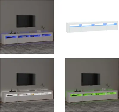 Produktbild von vidaXL TV Schrank mit LED Leuchten Weiß 240x35x40 cm - TV-Schrank - TV-Schränke - TV-Ständer - Medienschrank