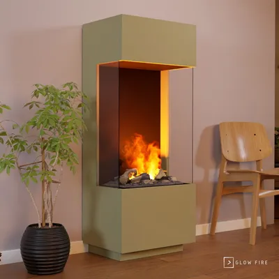 Produktbild von GLOW FIRE Elektrokamin 'Kästner' Multicolor| Wasserdampf Kamin mit OMC 600 inkl. Deluxe Echtholz in weiß | HxBxT: 136x55x40 cm