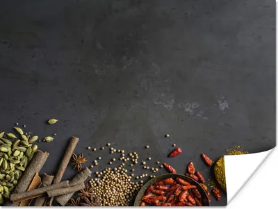 Obrázok produktu pre MuchoWow® Plakát - Bylinky - Potraviny - Korenie - Čierne - Paprika - Škorica - 80x60