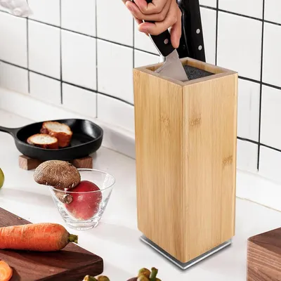 Produktbild von Drehbarer magnetischer Messerhalter aus Holz | Messerständer für die Küche