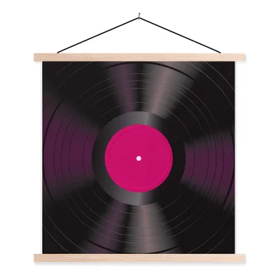 Produktbild von MuchoWow® Textilposter LP's Vinyl - Rosa - Retro 40x40 cm mit holzfarbenen Rahmen - Posterleiste