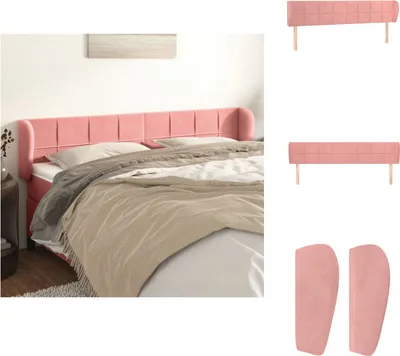 Produktbild von vidaXL Kopfteil mit Ohren Rosa 163x23x78/88 cm Samt -  Kopf- & Fußenden