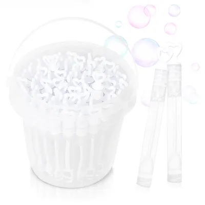 Produktbild von MAVANTO Seifenblasen Hochzeit 64 Stück gefüllt im praktischen Eimer - Wedding Bubbles Set - die perfekte Deko für unvergessliche Momente