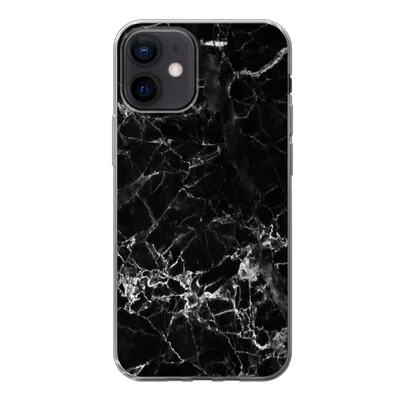Produktbild von MuchoWow® Handyhülle Schutzhülle Hülle für iPhone 12 Marmor - Stein - Schwarz Silikon Softcase Handy Hülle - Schutzhülle