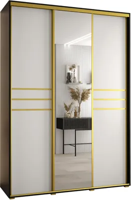 Produktbild von MEBLE KRYSPOL Davos 11 Schrank, drei Türen - 235,2x180x45 cm - Schwarz Weiß Gold